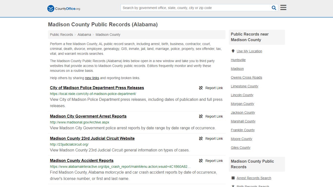 Madison County Public Records (Alabama) - County Office