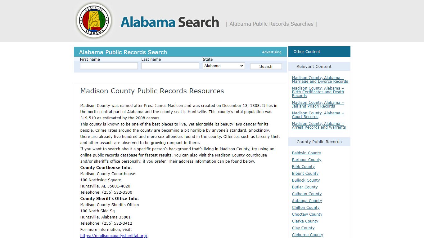 Madison County Public Records Resources | Alabama - AL Search
