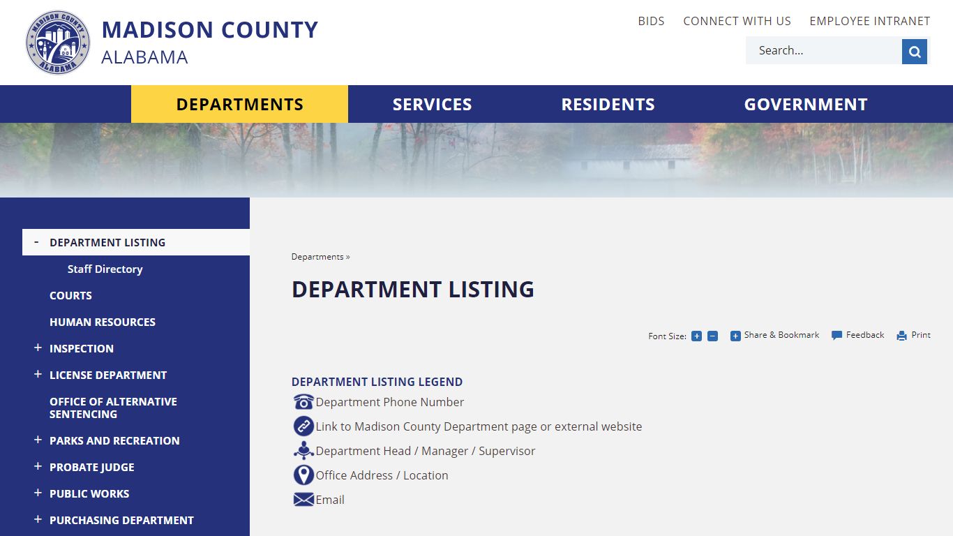 DEPARTMENT LISTING | Madison County, AL